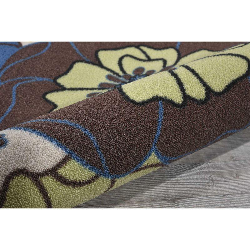 Light Blue Floral Tufted Synthetic 2'3" x 3'9" Indoor/Outdoor Rug