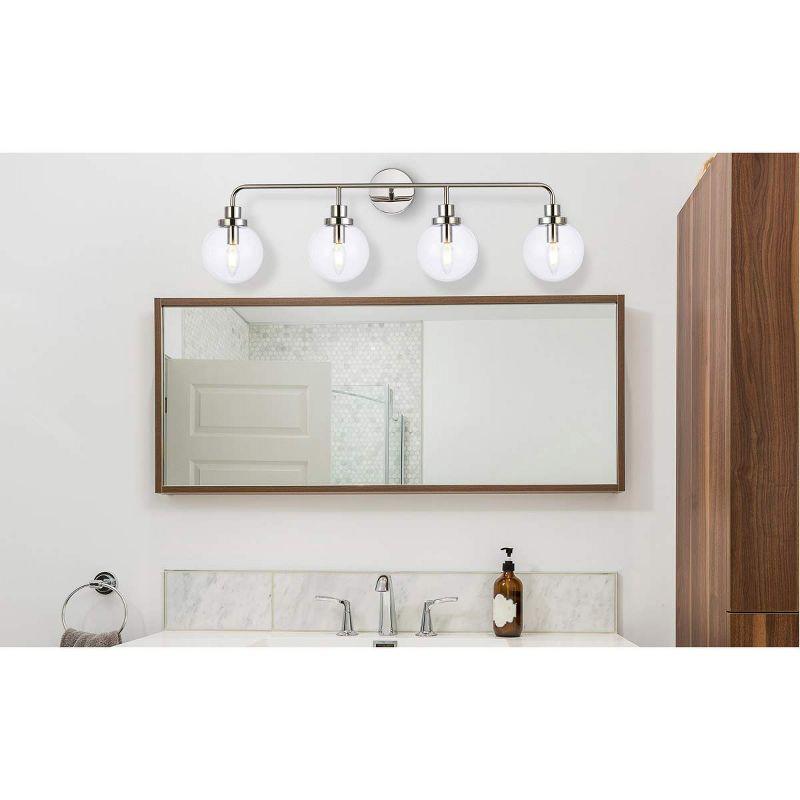Elegant Lighting Hanson 4 lights bath sconce in polished nickel with clear shade