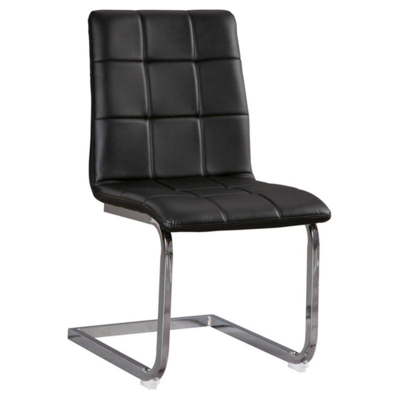 Black Faux Leather Upholstered Metal Side Chair