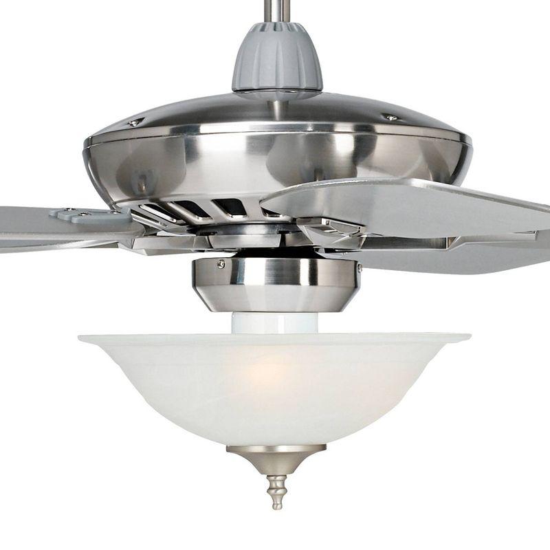 52" Casa Vieja Modern Indoor Ceiling Fan with Light LED Dimmable Remote Brushed Nickel Alabaster Glass Living Room Kitchen Bedroom