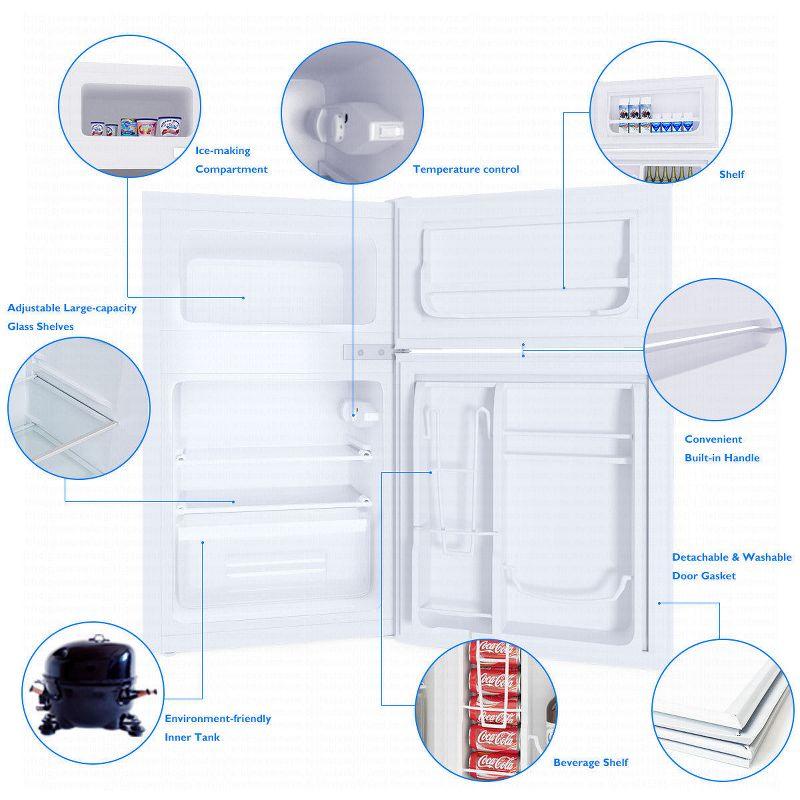 Costway Costway 3.2 Cubic Feet Portable Freestanding Mini Fridge with Freezer
