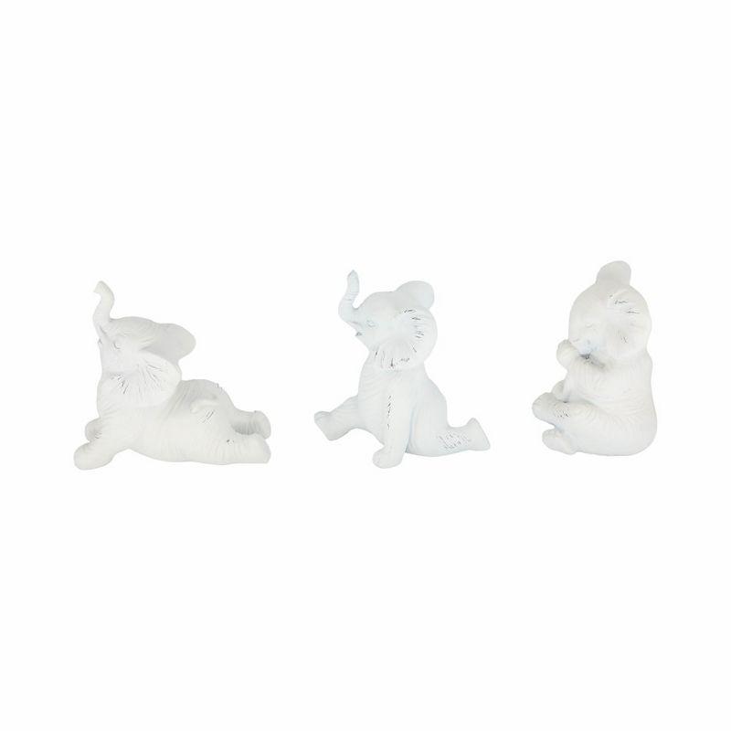 Sagebrook Home Set of 3 Yoga Elephant Figurines - Classic White Polyresin Sculpture of Yoga Posed Eleplants - Home, Office, Yoga Studio Decor -