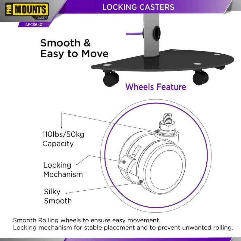 Promounts Mobile TV Cart with Swivel Mount for TVs 32" - 72" Up to 88 lbs