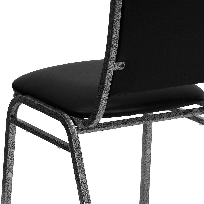 Flash Furniture HERCULES Series Stacking Banquet Chair in Black Vinyl - Silver Vein Frame