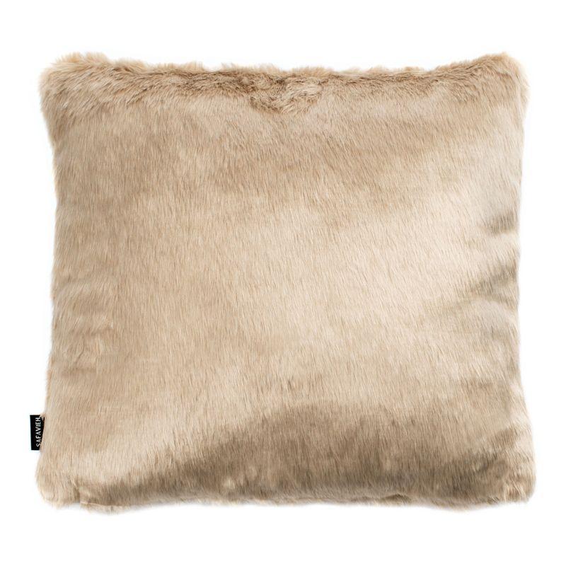 Beige Faux Fur Square Accent Pillow Set