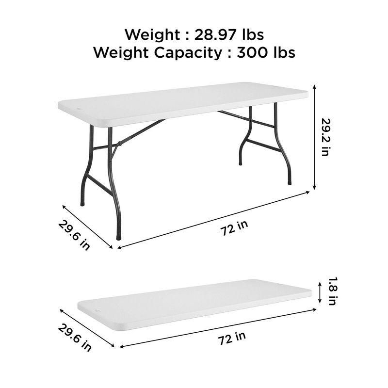 COSCO 6' Resin Folding Banquet Table, White