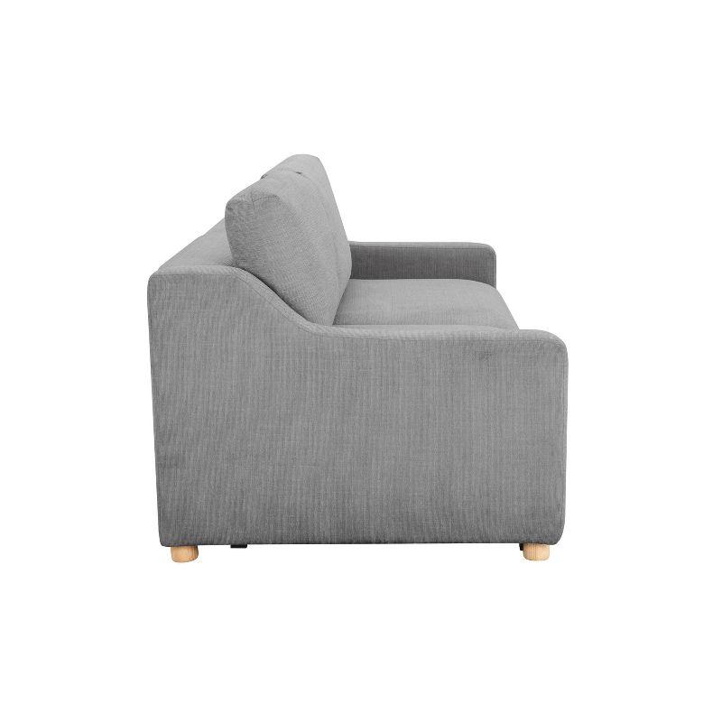 Gray Queen Convertible Sleeper Sofa with Natural Wood Legs