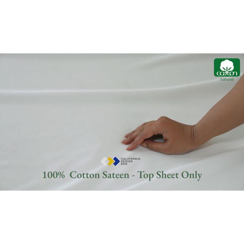 Flat Sheet Only, 400 Thread Count 100% Cotton Sateen, Soft & Durable by California Design Den - Light Gray, King