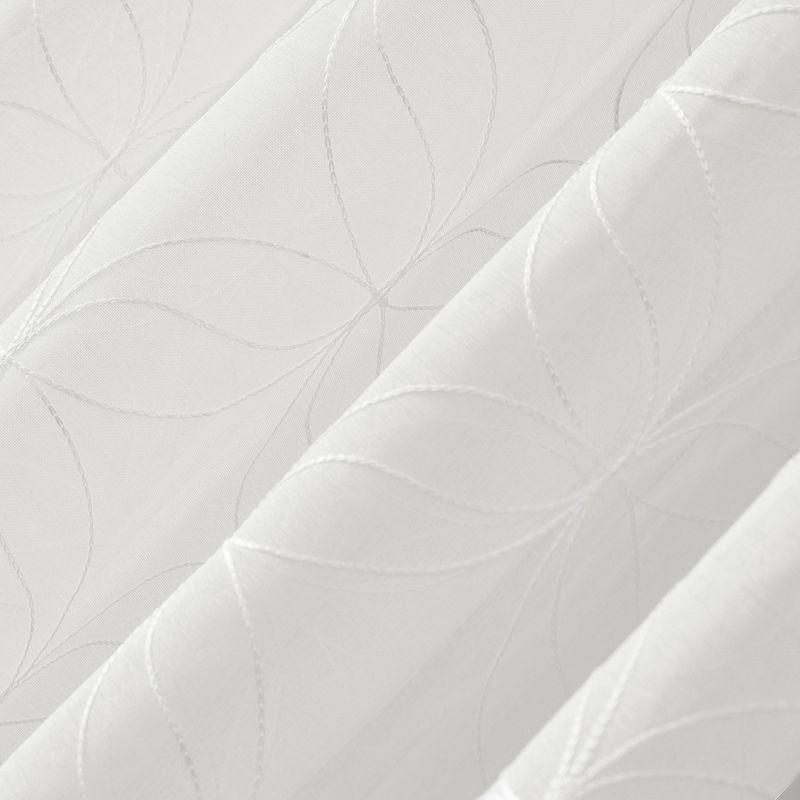 63"x50" Tamaryn Embroidered Trellis Sheer Rod Pocket Curtain Panel Ivory - No. 918: Modern Off-White Polyester Drapery