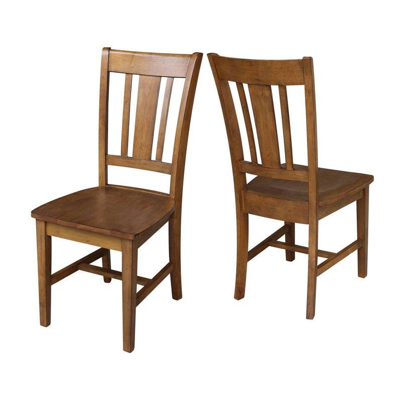 Set of 2 San Remo Splatback Chairs Pecan - International Concepts: Solid Wood, Unupholstered