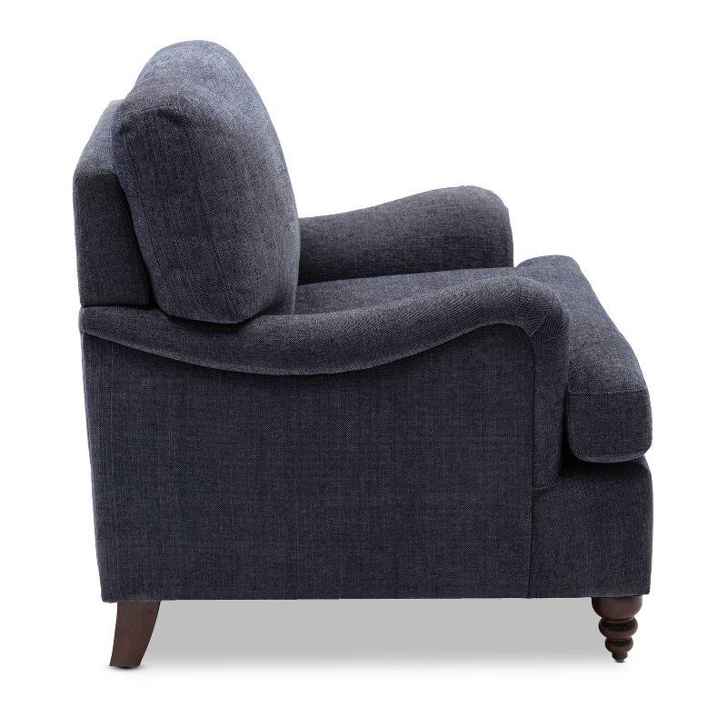 Clarendon Navy Blue Traditional Accent Chair with Walnut Legs