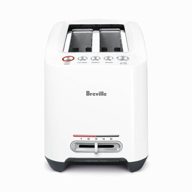 White Digital 4-Slice Long Slot Toaster with Crumb Tray