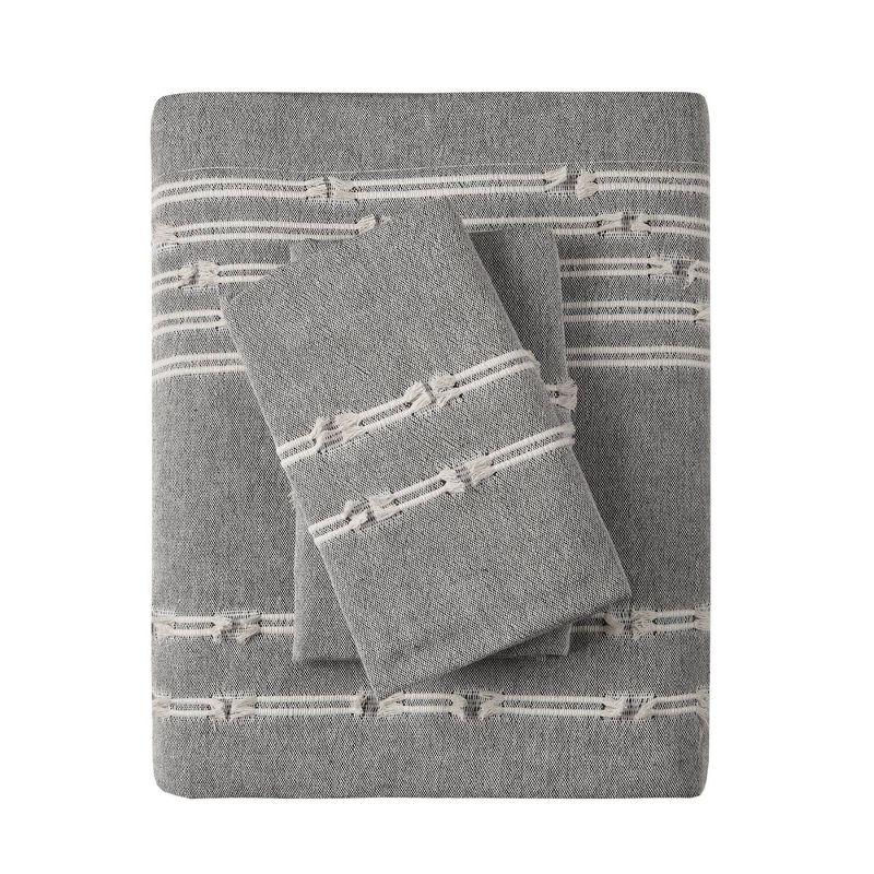 Ink+Ivy 3pc King/California King Kara Cotton Jacquard Duvet Cover Set Gray: OEKO-TEX Certified, Farmhouse Style