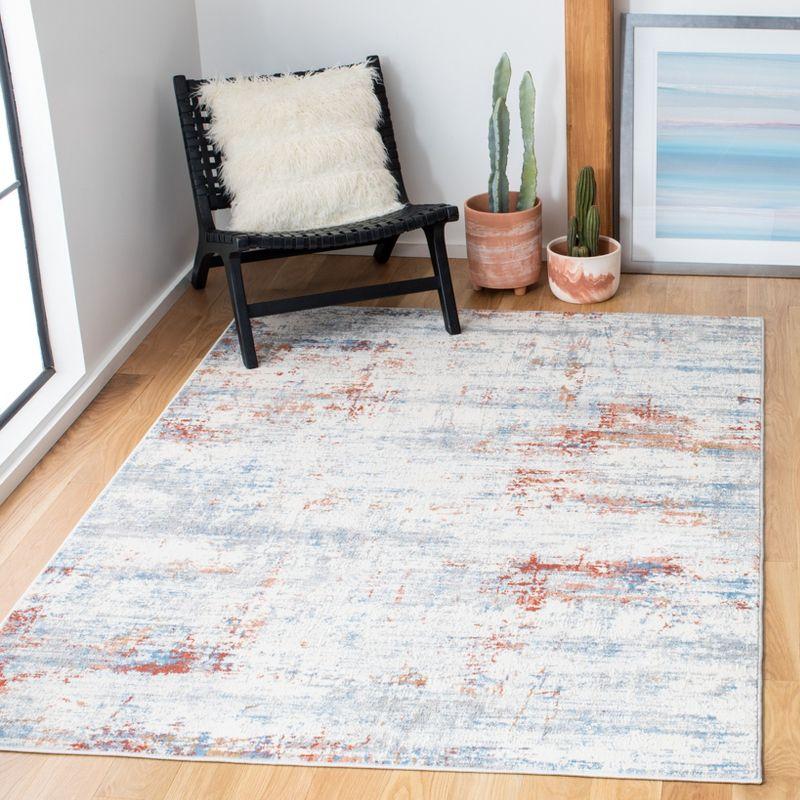 Ivory and Rust Abstract Hand-knotted Reversible Rug