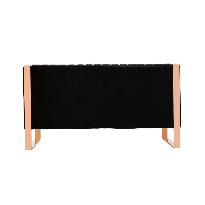 Black Velvet Loveseat with Gold Metal Frame