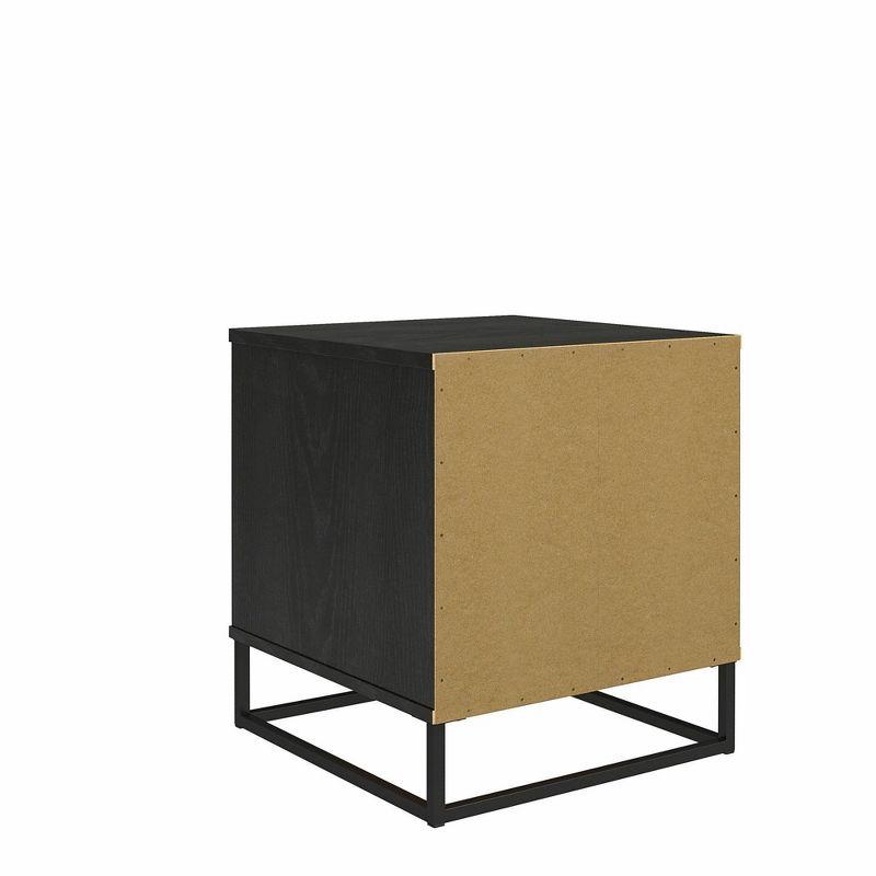 Kelly 1 - Drawer Faux Rattan Nightstand in Black/Brown