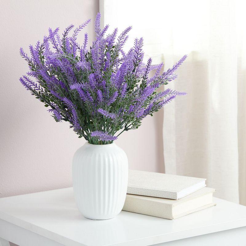 Juvale 12 Bundles Artificial Lavender Flowers for Bouquets, Fake Wild Stems for Wedding, Faux Table Centerpieces (14x2x3 in)