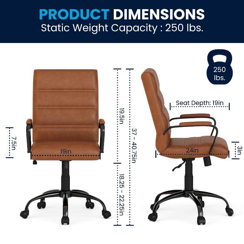 Mid-Back Executive Swivel Office Chair with Metal Frame and Arms