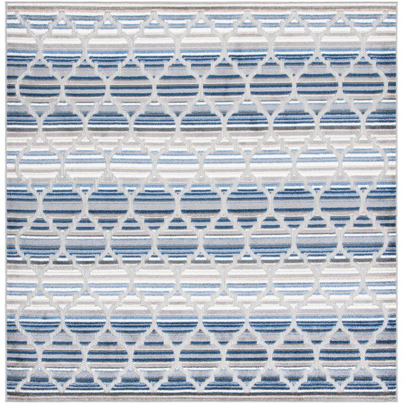 Cabana Blue and Gray Geometric Square Indoor/Outdoor Rug