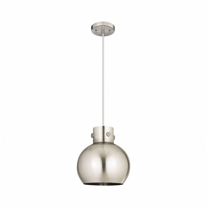 Newton Satin Nickel Globe Pendant Light with Glass Shade