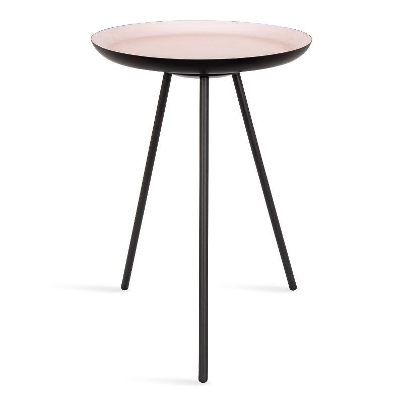 Kate and Laurel Laranya Round Metal Side Table, 15x15x22.5, Pink and Black