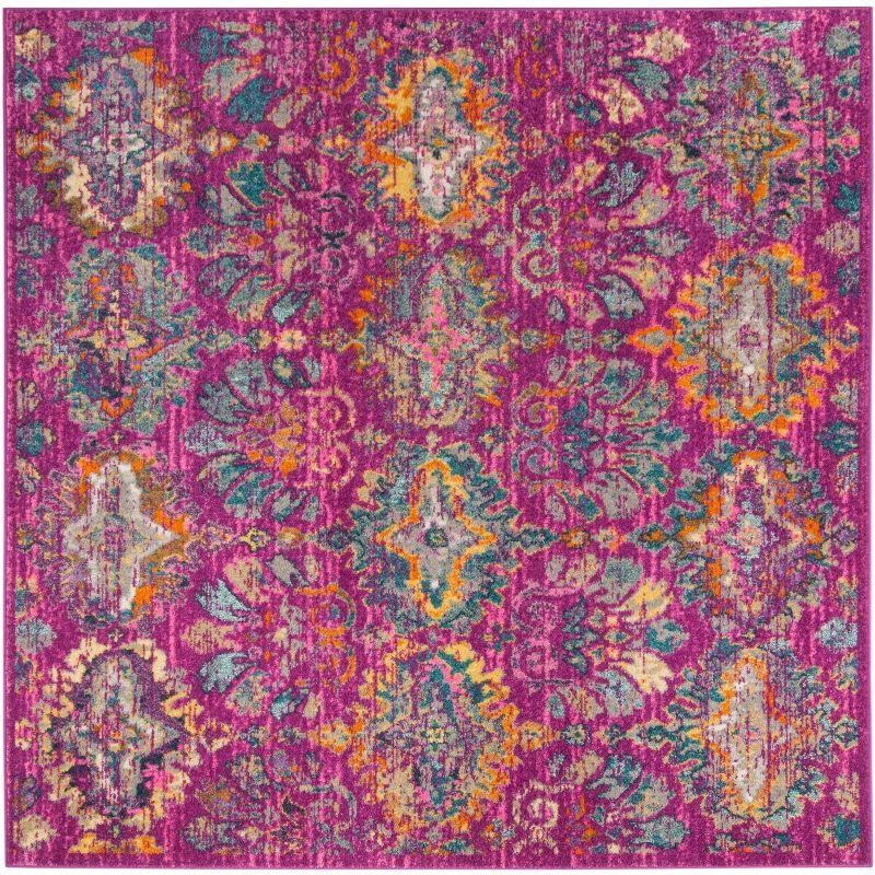 Madison MAD144 Power Loomed Indoor Area Rug - Fuchsia/Blue - 6'7"x6'7" - Safavieh