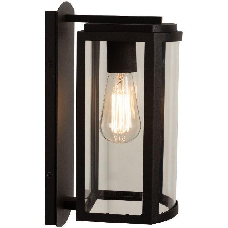 Matte Black Dimmable Outdoor Wall Light with Clear Glass