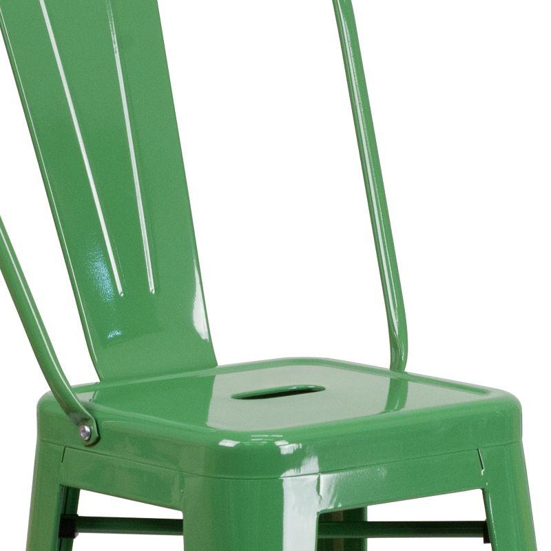 Flash Furniture Commercial Grade 30" High Green Metal Indoor-Outdoor Barstool with Removable Back