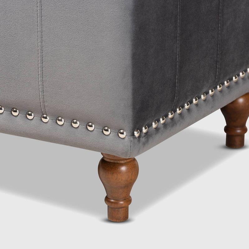 Kaylee Velvet Upholstered Button Tufted Ottoman Bench with Interior Storage - Baxton Studio