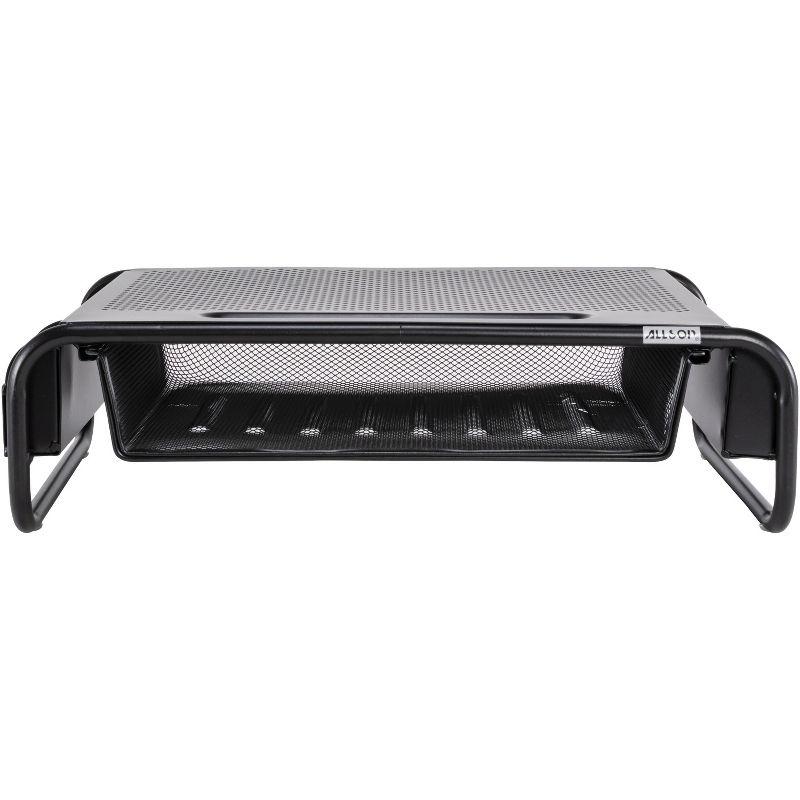 Black Steel Monitor Stand with Drawer and Vented Design