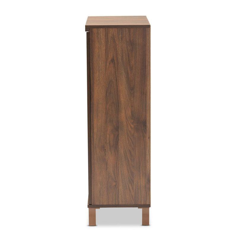 Talon Two-Tone Wood 2 Door Shoe Storage Cabinet Walnut Brown/Dark Gray - Baxton Studio