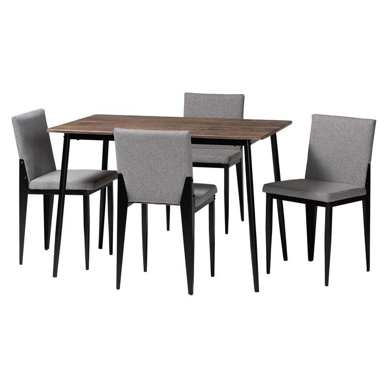 Bishop Industrial Gray Fabric and Metal 5-Piece Dining Set