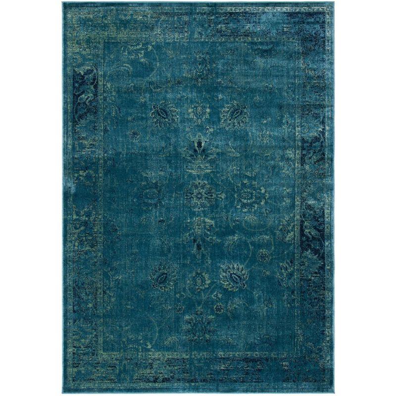 Vintage VTG117 Power Loomed Indoor Skid-Resistant Area Rug - Turquoise/Multi - 6'7"x9'2" - Safavieh