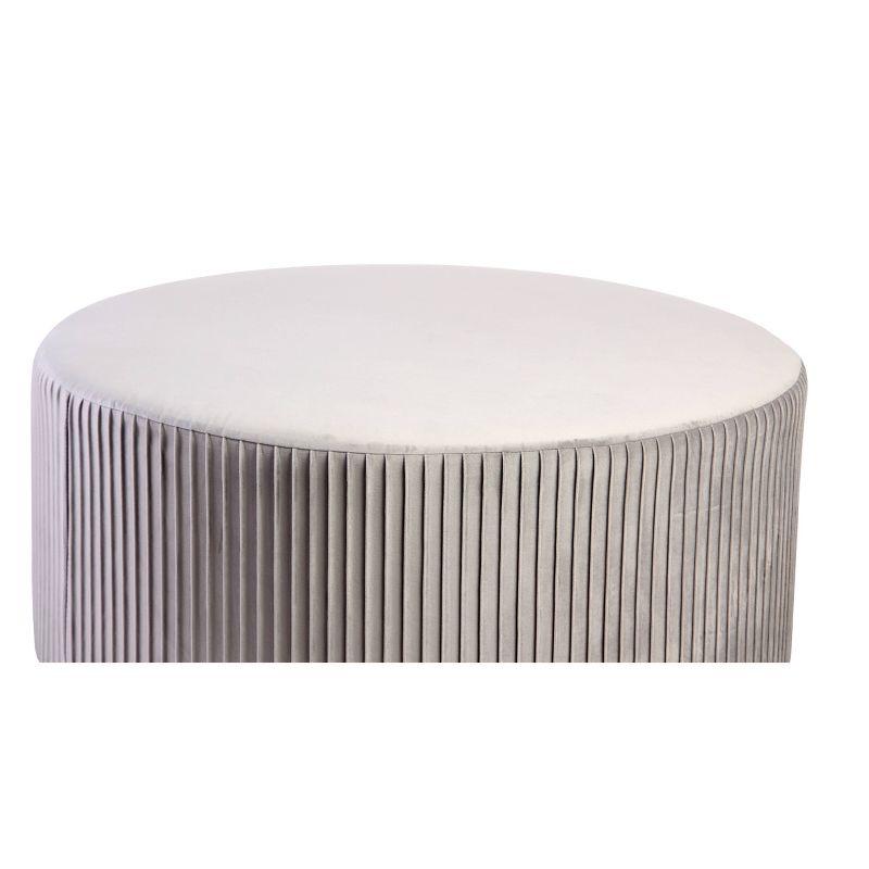 Emerson Round Ottoman Velvet Gray - ACEssentials: Chic Pleated, No Assembly, 330lb Capacity