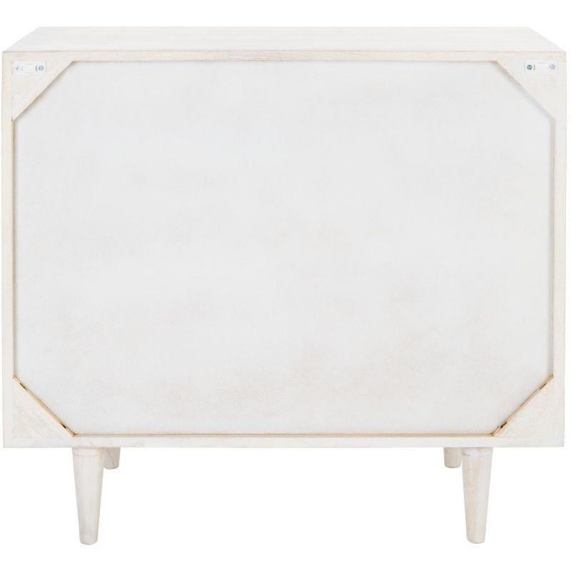 White Wash and Brass 3-Drawer Geometric Chest