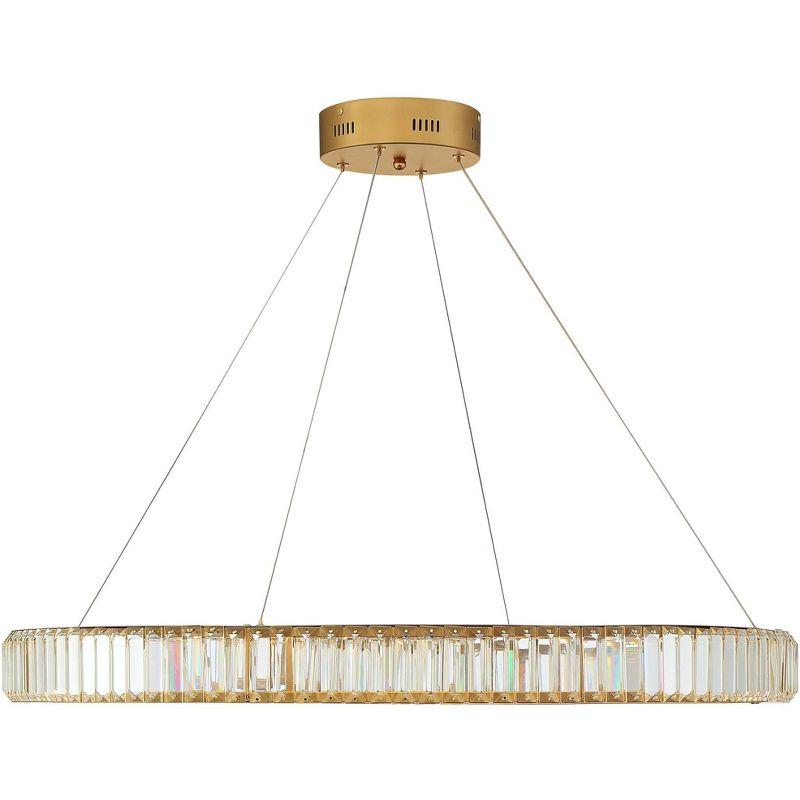 Possini Euro Design Vesta Gold Ring Pendant Light 35 1/2" Wide Modern LED Crystal Glass for Dining Room House Foyer Kitchen Island Entryway Bedroom