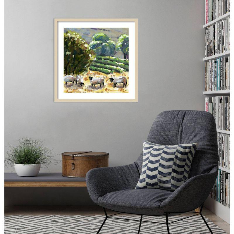 Melissa Wang Sheep in Summer I Natural Wood Framed Print