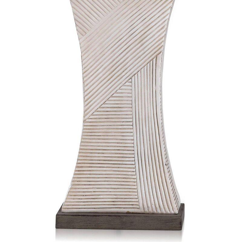 Asher Linear Embossed Resin Table Lamp Off-White - StyleCraft: Modern Drum Shade, Polyresin, UL Listed, 34" Tall