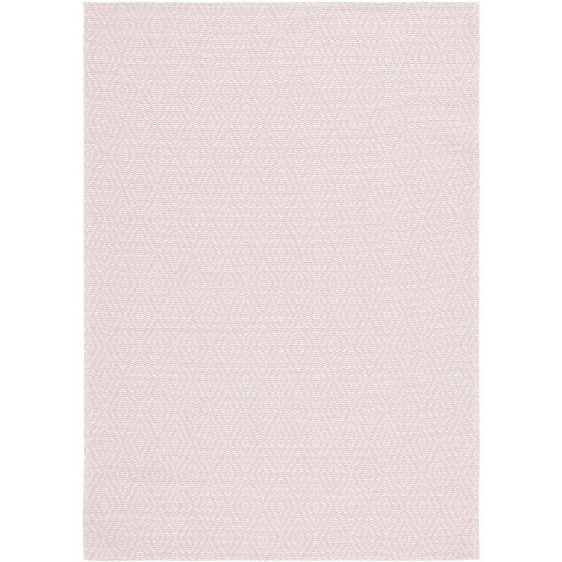 Handmade Pink and Ivory Wool 5' x 7' Reversible Braided Rug