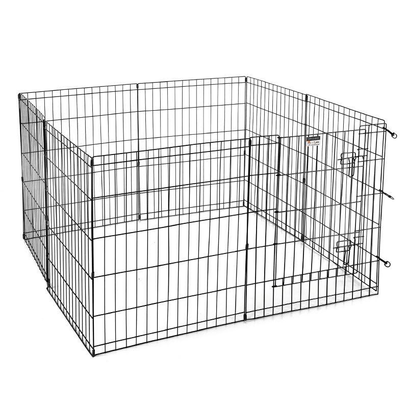 Pet Adobe Folding 8-Panel Folding Metal Wire Pet Playpen - Satin Black