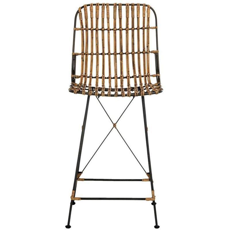 Minerva Wicker Counter Stool (Set of 2)  - WIK6509 - Natural Brown Wash/Black - Safavieh