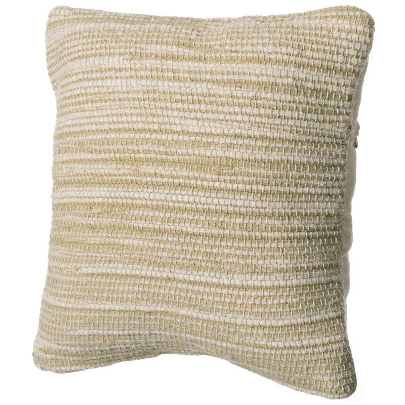 Handwoven Sand Cotton Knit Box Throw Pillow