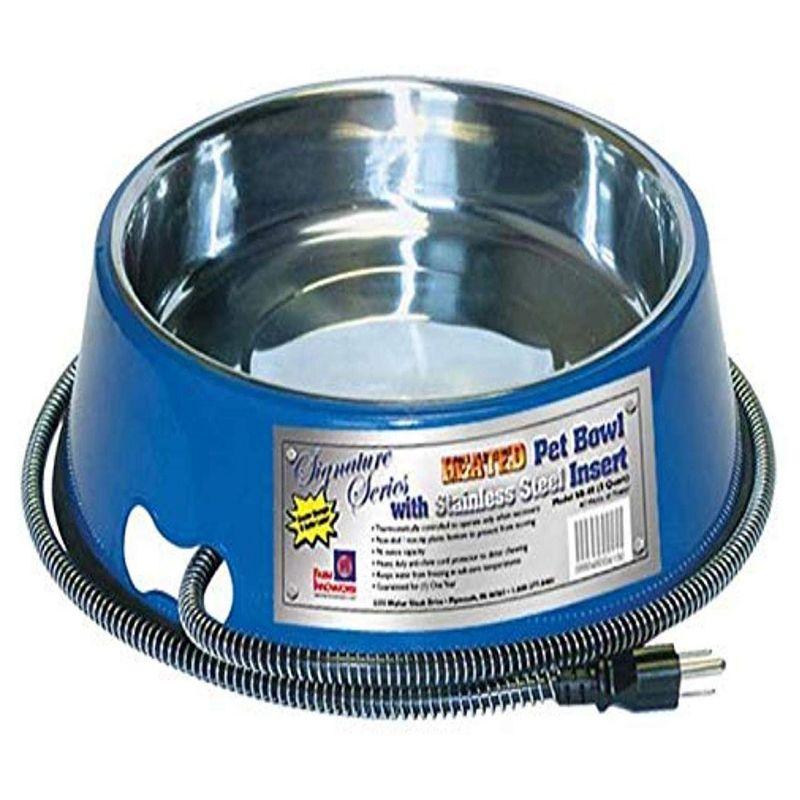 Farm Innovators SB-40 Signature Series 3 Quart Electric Heated Pet Water Bowl with Stainless Steel Insert, Thermostatic Control, 40 Watt