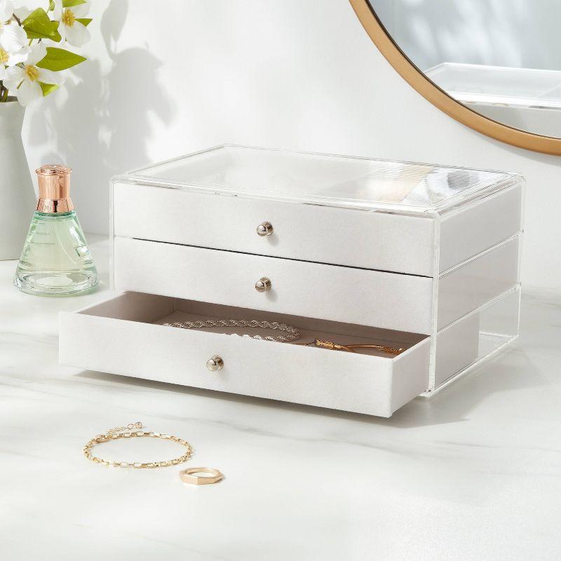 Cream and Gold 3-Drawer Acrylic Accessory Organizer