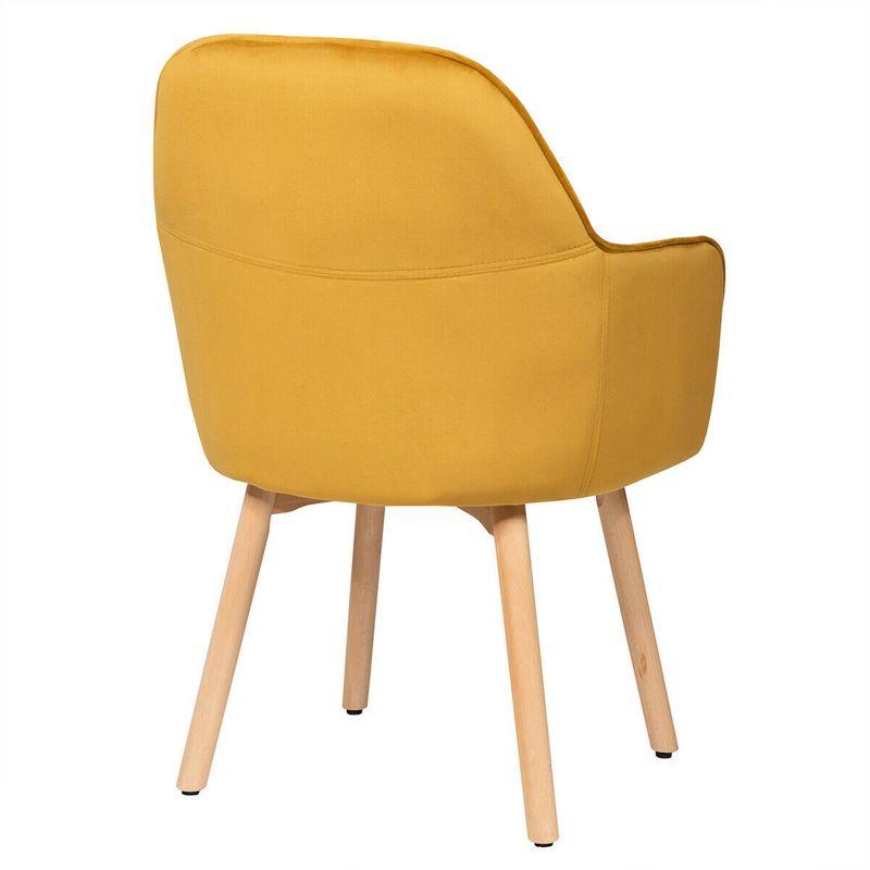 Tangkula 2PCS Modern Accent Armchair Upholstered Leisure Chair w/ Wooden Legs Yellow