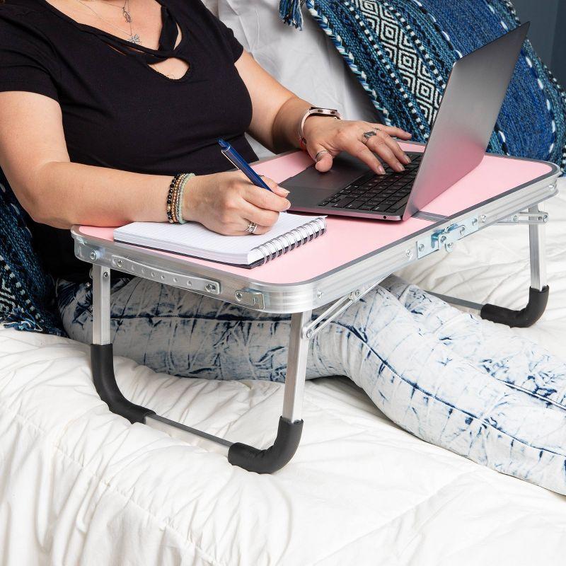 Pink Stainless Steel Foldable Lap Desk with Loop Legs