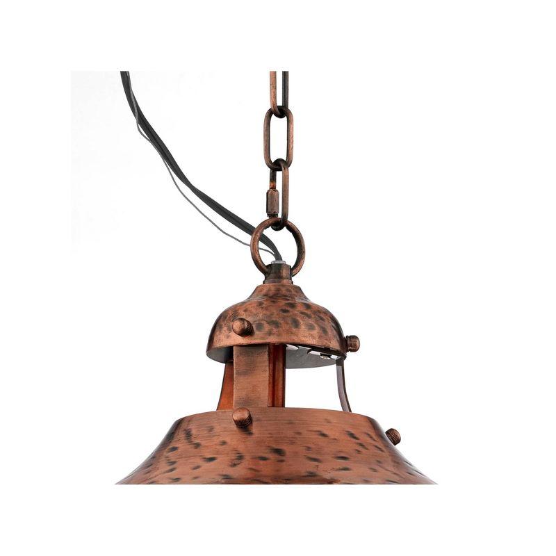 Franklin Iron Works Essex Dyed Copper Pendant Light 16" Wide Farmhouse Rustic Hammered Dome Shade for Dining Room House Foyer Kitchen Island Entryway