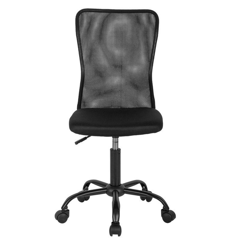 FDW Home Office Chair Mid Back Mesh Desk Chair Armless Computer Chair Rolling Swivel Chair with Lumbar Support,Black