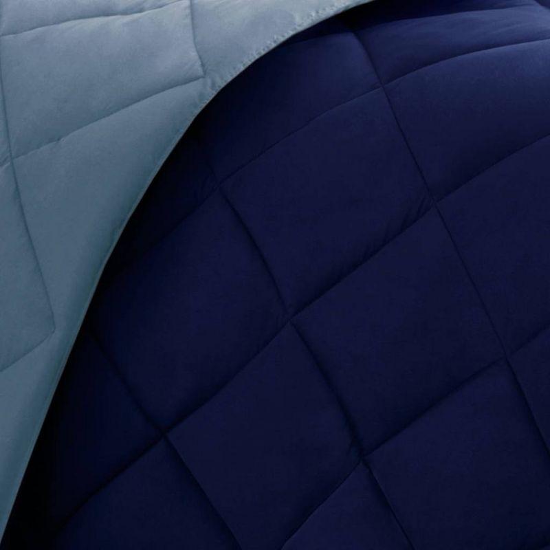 Navy and Light Blue Reversible Down Alternative Comforter Set