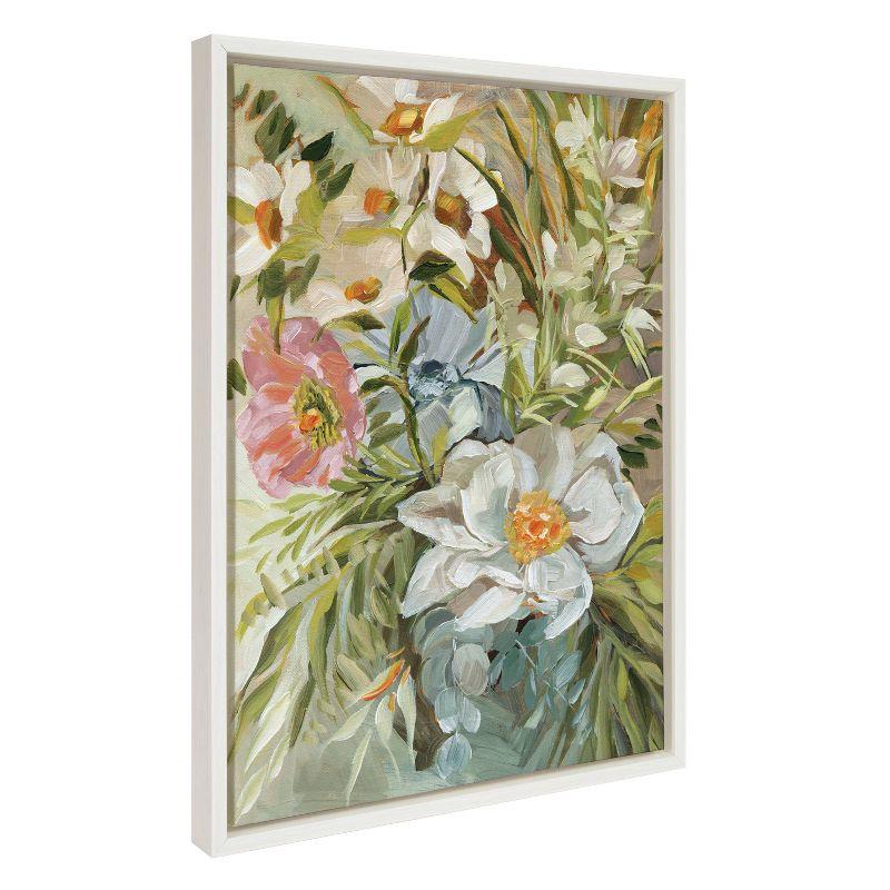 White Framed Floral Canvas Print, 18" x 24"